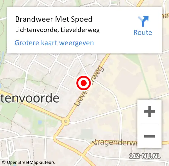 Locatie op kaart van de 112 melding: Brandweer Met Spoed Naar Lichtenvoorde, Lievelderweg op 16 september 2024 18:57