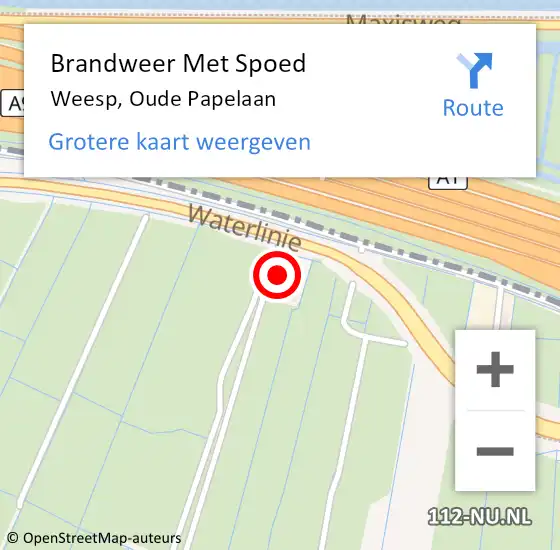 Locatie op kaart van de 112 melding: Brandweer Met Spoed Naar Weesp, Oude Papelaan op 16 september 2024 19:03