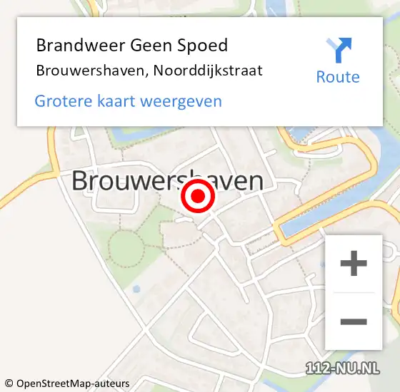 Locatie op kaart van de 112 melding: Brandweer Geen Spoed Naar Brouwershaven, Noorddijkstraat op 16 september 2024 19:27