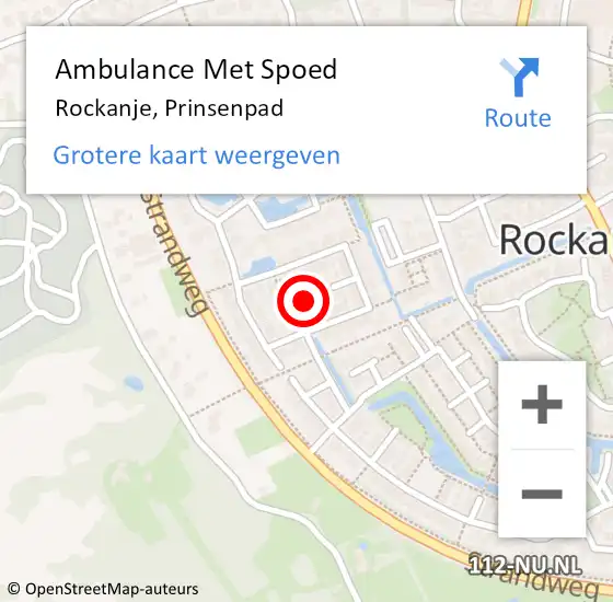 Locatie op kaart van de 112 melding: Ambulance Met Spoed Naar Rockanje, Prinsenpad op 16 september 2024 19:28