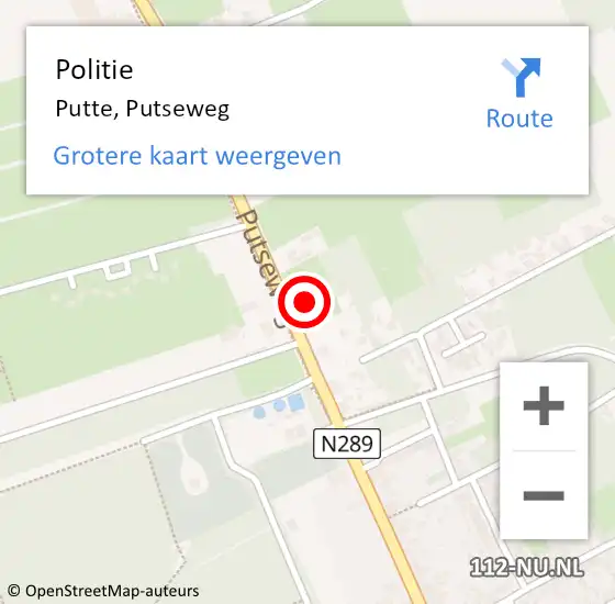 Locatie op kaart van de 112 melding: Politie Putte, Putseweg op 16 september 2024 19:30