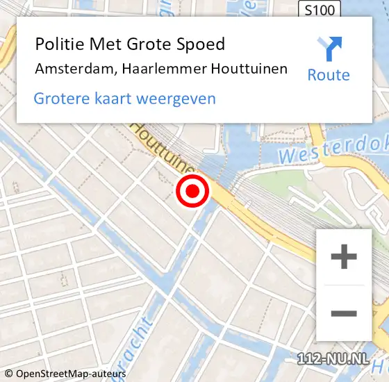 Locatie op kaart van de 112 melding: Politie Met Grote Spoed Naar Amsterdam, Haarlemmer Houttuinen op 16 september 2024 19:46