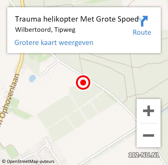 Locatie op kaart van de 112 melding: Trauma helikopter Met Grote Spoed Naar Wilbertoord, Tipweg op 16 september 2024 19:56