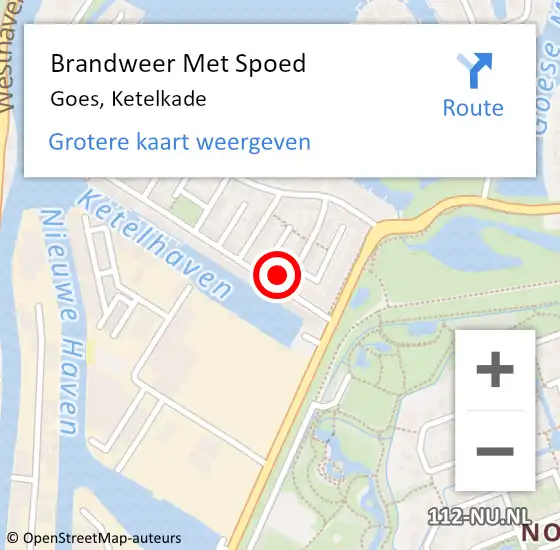 Locatie op kaart van de 112 melding: Brandweer Met Spoed Naar Goes, Ketelkade op 16 september 2024 19:59