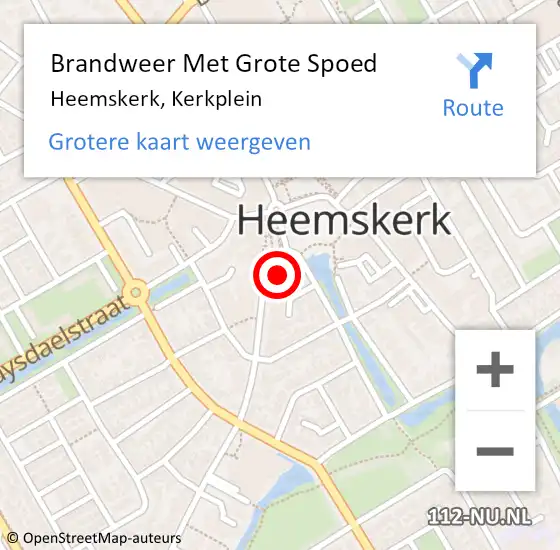 Locatie op kaart van de 112 melding: Brandweer Met Grote Spoed Naar Heemskerk, Kerkplein op 16 september 2024 20:17