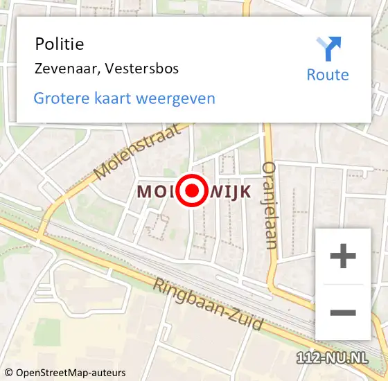 Locatie op kaart van de 112 melding: Politie Zevenaar, Vestersbos op 16 september 2024 20:35