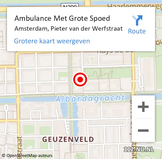 Locatie op kaart van de 112 melding: Ambulance Met Grote Spoed Naar Amsterdam, Pieter van der Werfstraat op 16 september 2024 20:37