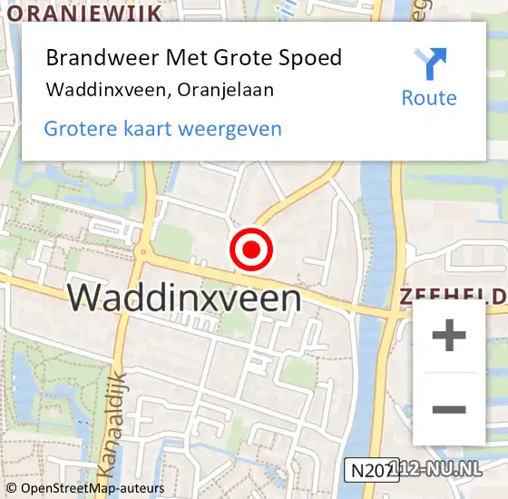 Locatie op kaart van de 112 melding: Brandweer Met Grote Spoed Naar Waddinxveen, Oranjelaan op 20 oktober 2014 12:02