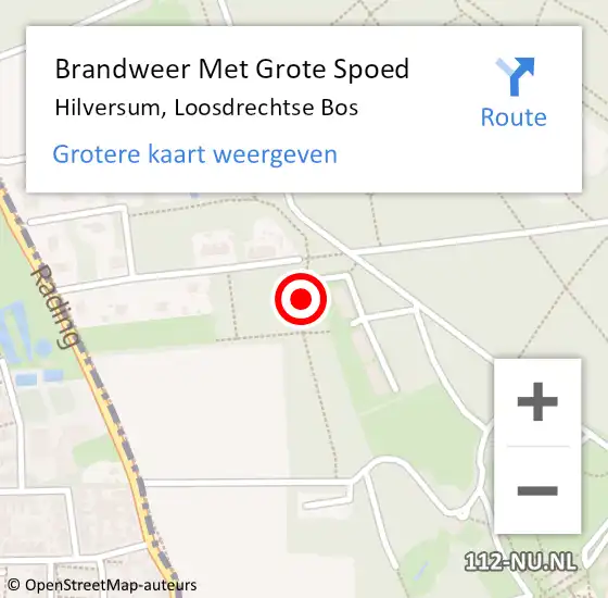 Locatie op kaart van de 112 melding: Brandweer Met Grote Spoed Naar Hilversum, Loosdrechtse Bos op 16 september 2024 20:48