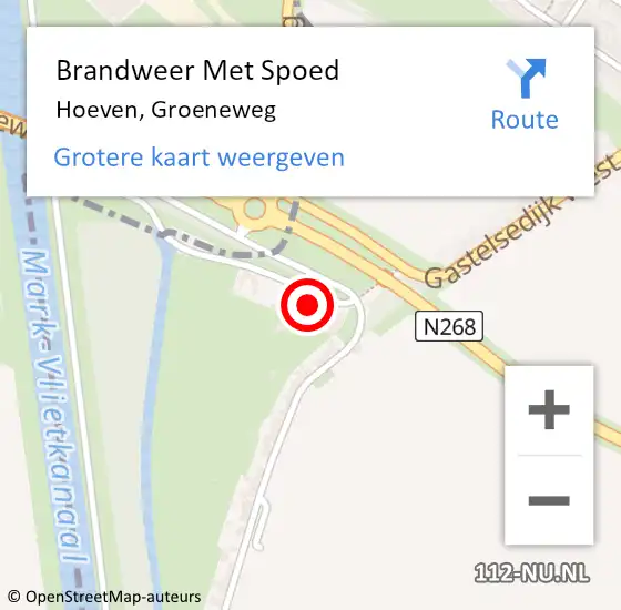 Locatie op kaart van de 112 melding: Brandweer Met Spoed Naar Hoeven, Groeneweg op 16 september 2024 20:58