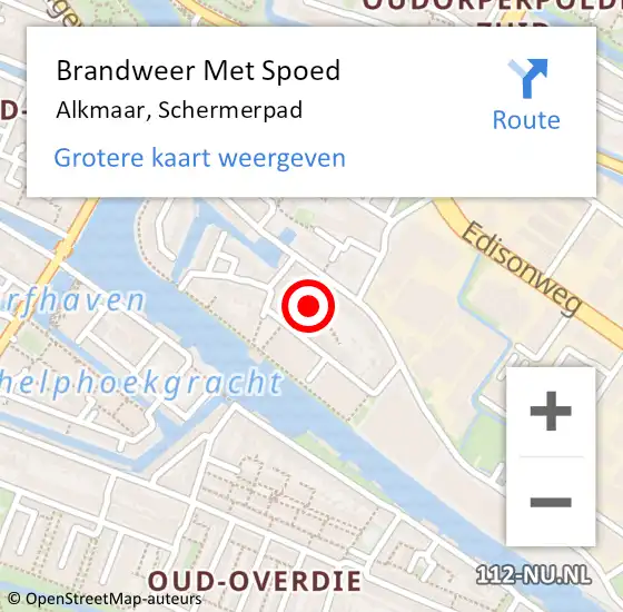 Locatie op kaart van de 112 melding: Brandweer Met Spoed Naar Alkmaar, Schermerpad op 16 september 2024 21:16