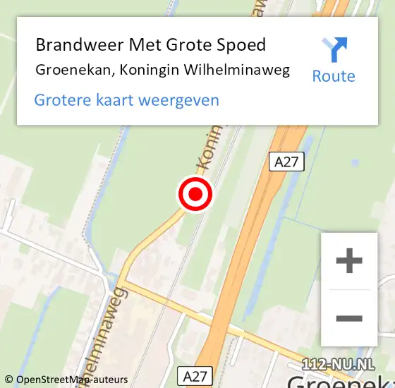 Locatie op kaart van de 112 melding: Brandweer Met Grote Spoed Naar Groenekan, Koningin Wilhelminaweg op 16 september 2024 21:18