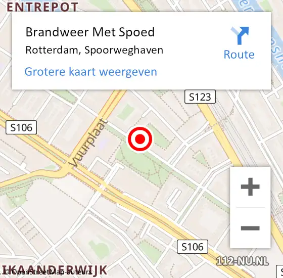 Locatie op kaart van de 112 melding: Brandweer Met Spoed Naar Rotterdam, Spoorweghaven op 16 september 2024 21:33