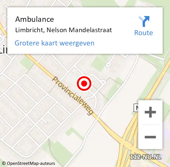 Locatie op kaart van de 112 melding: Ambulance Limbricht, Nelson Mandelastraat op 20 oktober 2014 12:05