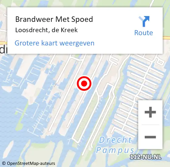 Locatie op kaart van de 112 melding: Brandweer Met Spoed Naar Loosdrecht, de Kreek op 16 september 2024 21:48