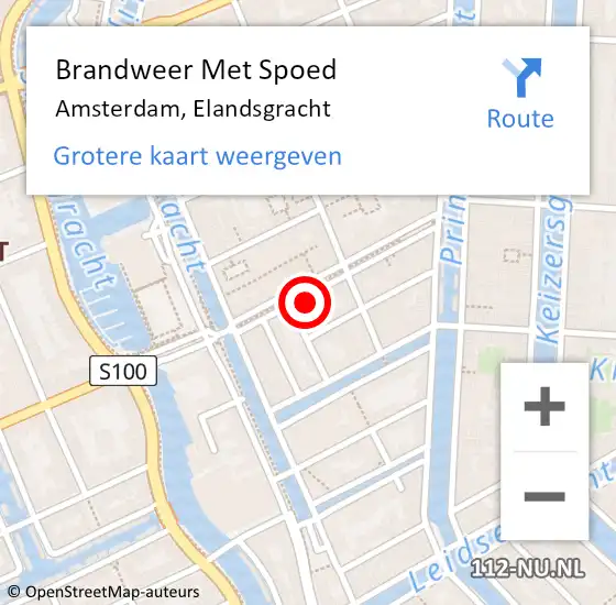 Locatie op kaart van de 112 melding: Brandweer Met Spoed Naar Amsterdam, Elandsgracht op 16 september 2024 21:58