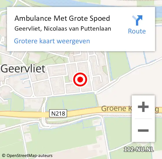 Locatie op kaart van de 112 melding: Ambulance Met Grote Spoed Naar Geervliet, Nicolaas van Puttenlaan op 16 september 2024 22:00