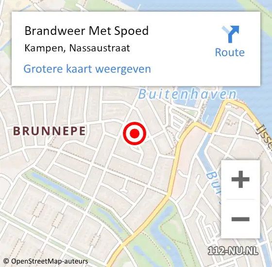 Locatie op kaart van de 112 melding: Brandweer Met Spoed Naar Kampen, Nassaustraat op 16 september 2024 22:05