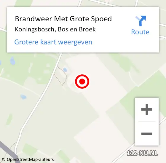 Locatie op kaart van de 112 melding: Brandweer Met Grote Spoed Naar Koningsbosch, Bos en Broek op 16 september 2024 22:21