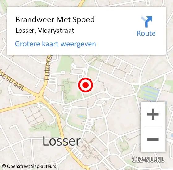 Locatie op kaart van de 112 melding: Brandweer Met Spoed Naar Losser, Vicarystraat op 16 september 2024 22:26