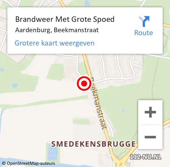 Locatie op kaart van de 112 melding: Brandweer Met Grote Spoed Naar Aardenburg, Beekmanstraat op 16 september 2024 22:29