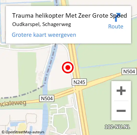 Locatie op kaart van de 112 melding: Trauma helikopter Met Zeer Grote Spoed Naar Oudkarspel, Schagerweg op 16 september 2024 22:46