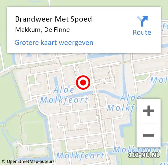 Locatie op kaart van de 112 melding: Brandweer Met Spoed Naar Makkum, De Finne op 16 september 2024 22:56