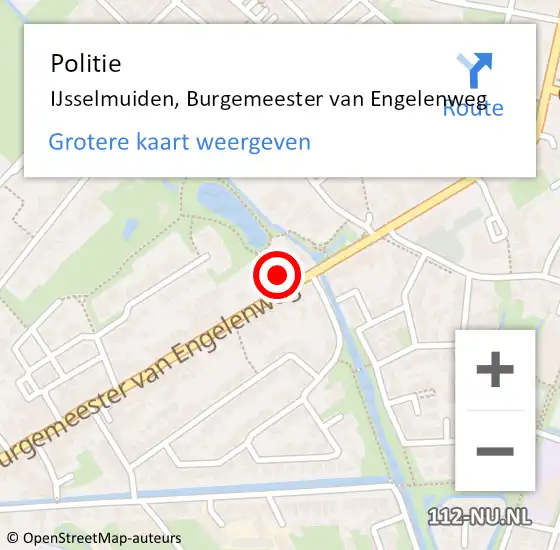 Locatie op kaart van de 112 melding: Politie IJsselmuiden, Burgemeester van Engelenweg op 16 september 2024 22:57