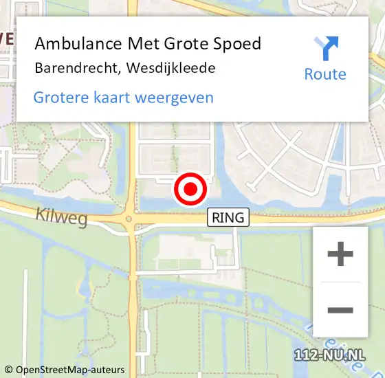 Locatie op kaart van de 112 melding: Ambulance Met Grote Spoed Naar Barendrecht, Wesdijkleede op 17 september 2024 00:35