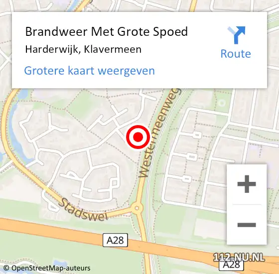 Locatie op kaart van de 112 melding: Brandweer Met Grote Spoed Naar Harderwijk, Klavermeen op 17 september 2024 01:19