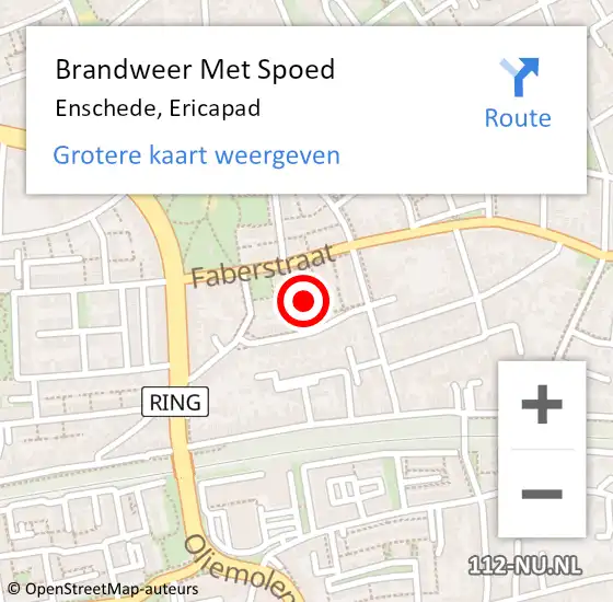 Locatie op kaart van de 112 melding: Brandweer Met Spoed Naar Enschede, Ericapad op 17 september 2024 02:07