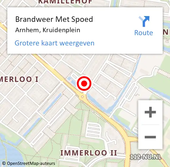 Locatie op kaart van de 112 melding: Brandweer Met Spoed Naar Arnhem, Kruidenplein op 17 september 2024 02:35