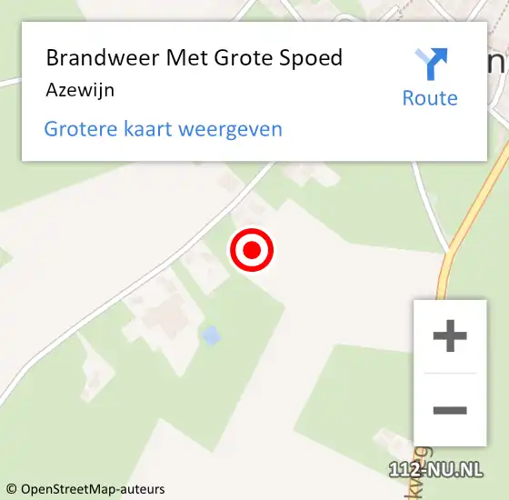 Locatie op kaart van de 112 melding: Brandweer Met Grote Spoed Naar Azewijn op 17 september 2024 04:05