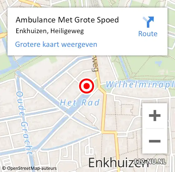 Locatie op kaart van de 112 melding: Ambulance Met Grote Spoed Naar Enkhuizen, Heiligeweg op 17 september 2024 04:20