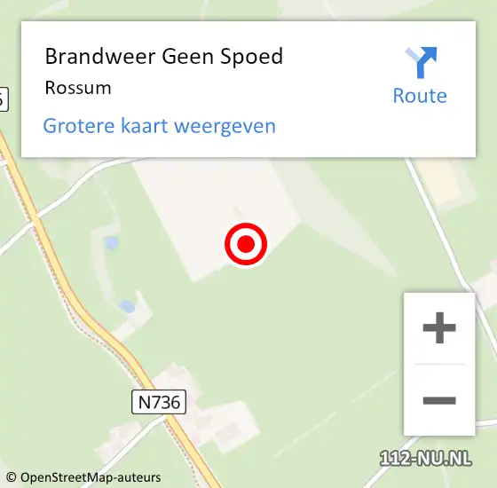 Locatie op kaart van de 112 melding: Brandweer Geen Spoed Naar Rossum op 17 september 2024 05:18