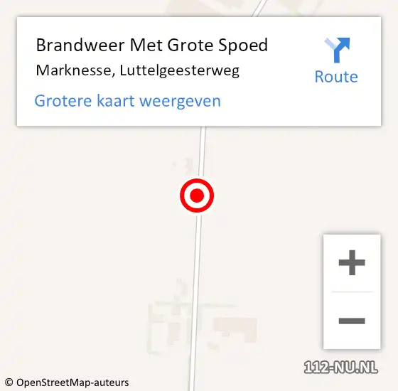 Locatie op kaart van de 112 melding: Brandweer Met Grote Spoed Naar Marknesse, Luttelgeesterweg op 17 september 2024 05:43