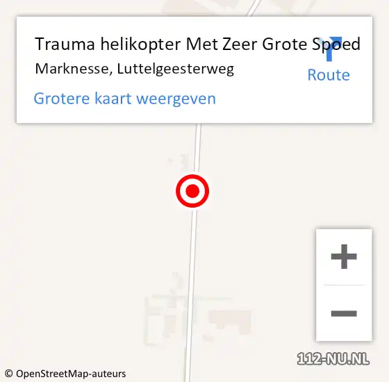 Locatie op kaart van de 112 melding: Trauma helikopter Met Zeer Grote Spoed Naar Marknesse, Luttelgeesterweg op 17 september 2024 05:45