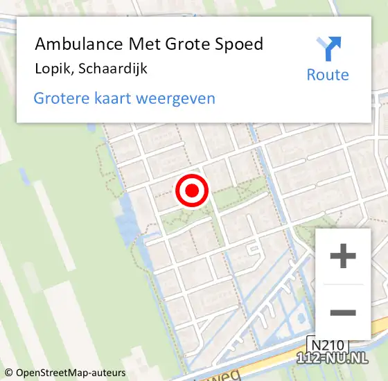 Locatie op kaart van de 112 melding: Ambulance Met Grote Spoed Naar Lopik, Schaardijk op 17 september 2024 05:48