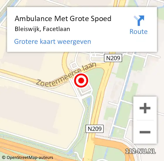 Locatie op kaart van de 112 melding: Ambulance Met Grote Spoed Naar Bleiswijk, Facetlaan op 17 september 2024 06:01