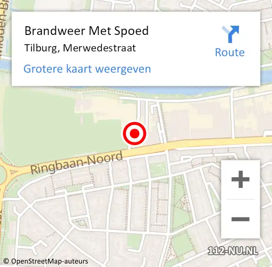 Locatie op kaart van de 112 melding: Brandweer Met Spoed Naar Tilburg, Merwedestraat op 17 september 2024 06:08