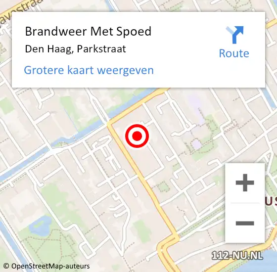 Locatie op kaart van de 112 melding: Brandweer Met Spoed Naar Den Haag, Parkstraat op 17 september 2024 06:30