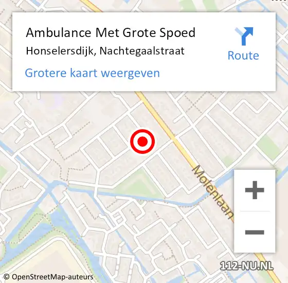 Locatie op kaart van de 112 melding: Ambulance Met Grote Spoed Naar Honselersdijk, Nachtegaalstraat op 17 september 2024 06:46