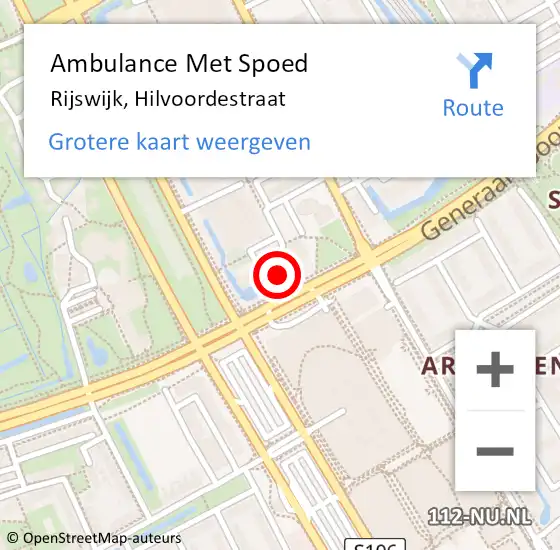 Locatie op kaart van de 112 melding: Ambulance Met Spoed Naar Rijswijk, Hilvoordestraat op 17 september 2024 07:06