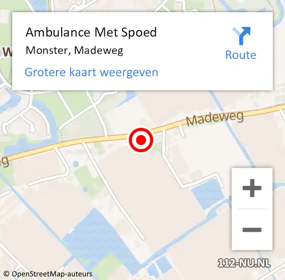 Locatie op kaart van de 112 melding: Ambulance Met Spoed Naar Monster, Madeweg op 17 september 2024 07:21