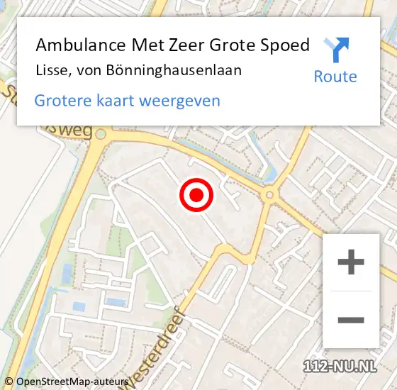 Locatie op kaart van de 112 melding: Ambulance Met Zeer Grote Spoed Naar Lisse, von Bönninghausenlaan op 17 september 2024 07:55