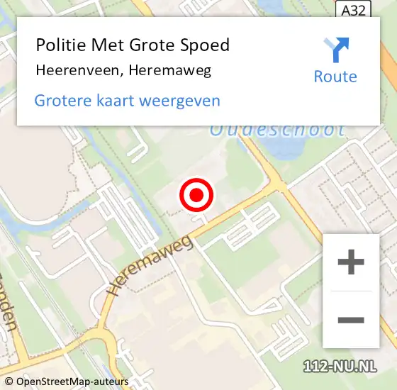 Locatie op kaart van de 112 melding: Politie Met Grote Spoed Naar Heerenveen, Heremaweg op 17 september 2024 08:03