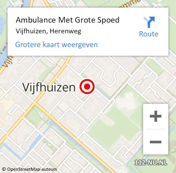 Locatie op kaart van de 112 melding: Ambulance Met Grote Spoed Naar Vijfhuizen, Herenweg op 17 september 2024 08:19