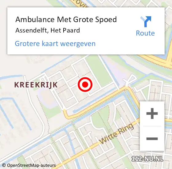 Locatie op kaart van de 112 melding: Ambulance Met Grote Spoed Naar Assendelft, Het Paard op 17 september 2024 08:25