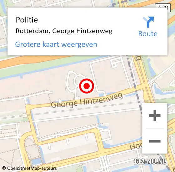 Locatie op kaart van de 112 melding: Politie Rotterdam, George Hintzenweg op 17 september 2024 08:43