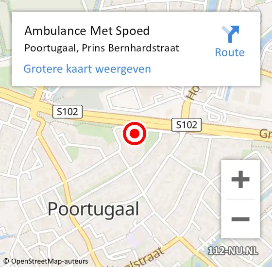 Locatie op kaart van de 112 melding: Ambulance Met Spoed Naar Poortugaal, Prins Bernhardstraat op 17 september 2024 08:54